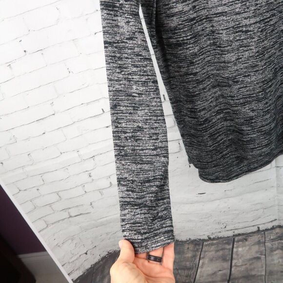 GAP BLACK HEATHER ROUND NECK LONG SLEEVE LIGHTWEIGHT OVERSIZED SWEATER SIZE S - Picture 5 of 7